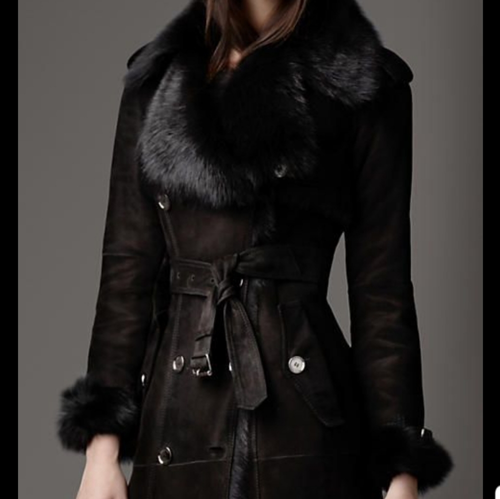BURBERRY DOUBLE BREASTED SHEARLING TRENCHCOAT - Picture 11 of 12